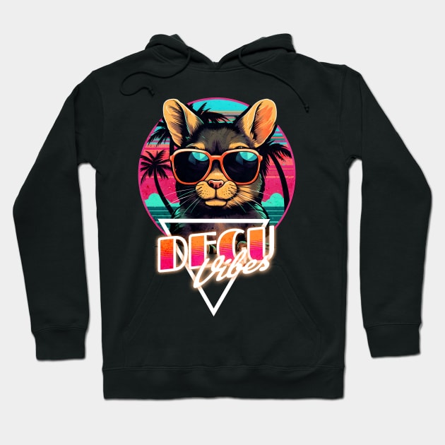 Retro Wave Degu Vibes Hoodie by Miami Neon Designs